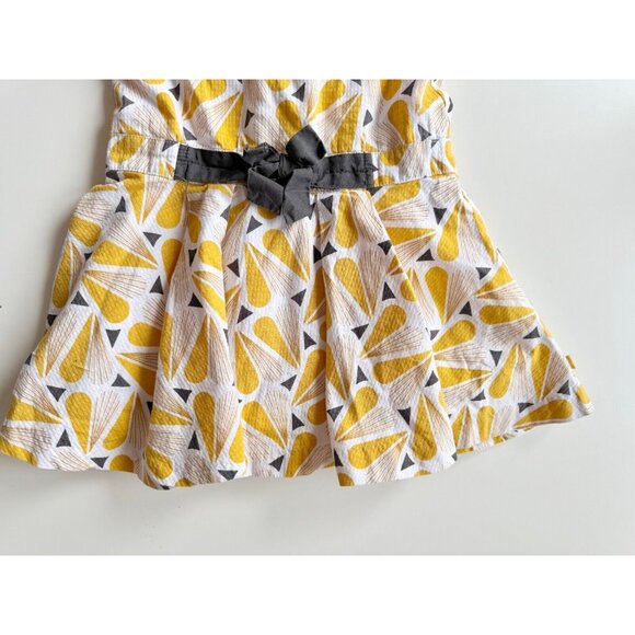 Girl's OKAIDI Yellow Grey Abstract Heart Print Cotton Fit & Flare Dress, Size 4 - Picture 3 of 13